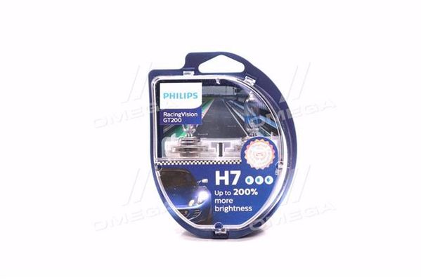 Лампа розжарювання H7 RacingVision GT200 +200 12V 55W PX26d (комплект) (вир-во Philips)