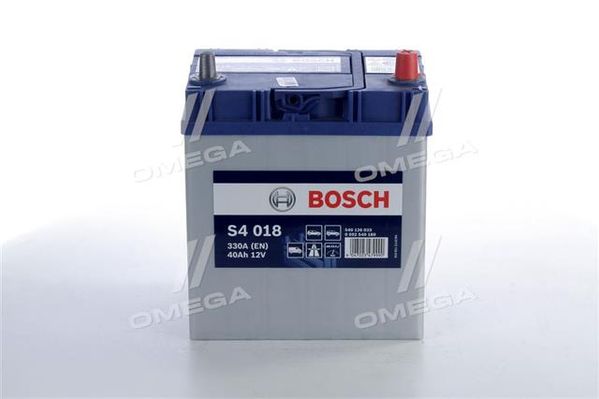 Аккумулятор 40Ah-12v BOSCH (S4018) (187x127x227),R,EN330( Азия) тонк.клеммы